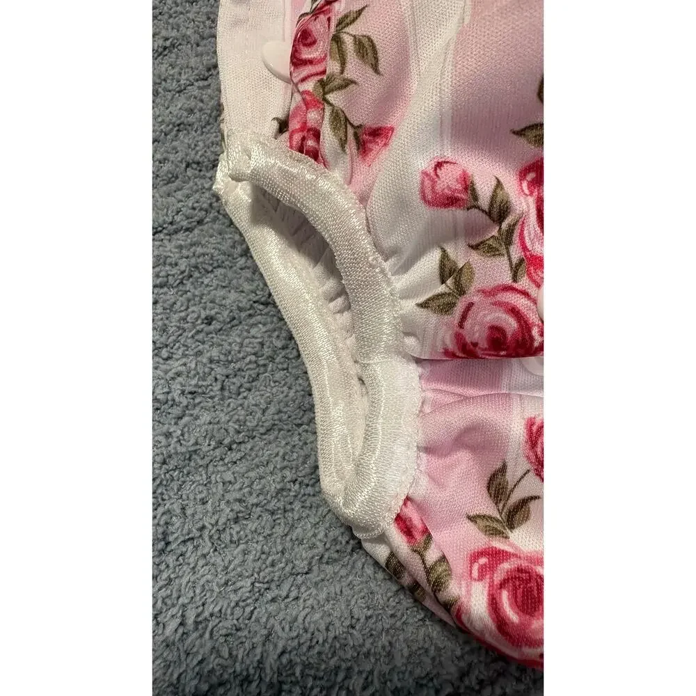 Babygoal-Reusable Swim Diaper-2 Pack Snap-Pink Blue White Floral-Girl-Baby Chic
